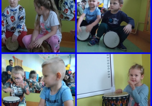 Wspólna nauka gry na bębnach.