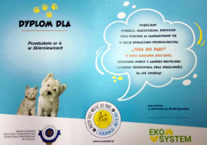 Dyplom za udział w akcji TUSZ DO PAKI