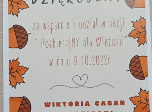 Podziękowania za udział w akcji PozbierajMy dla Wiktorii