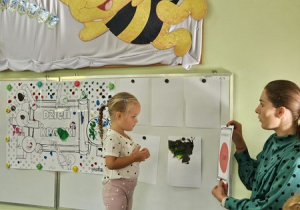 Ela będzie szukać czerwonej kropki.