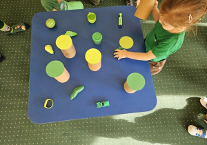 Marianna znalazła zielone klocki.