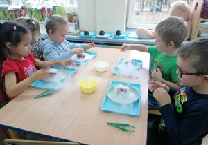 Apolonia, Julek i Wojtek podczas doświadczenia.