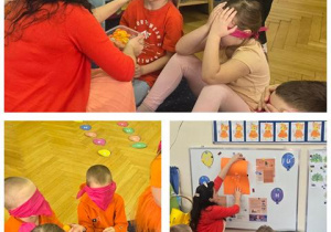 badanie za pomocą różnych zmysłów owoców, warzyw, przedmiotów, zwierząt umieszczonych na obrazkach