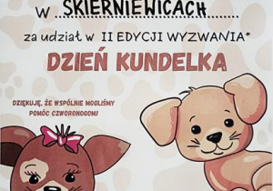 Dyplom za udział w wyzwaniu "Dzień Kundelka 2023"